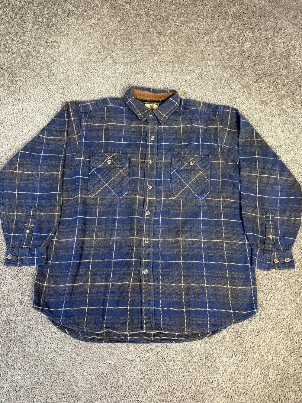 Field & Stream Shirt Mens XL Blue Flannel Long Sleeve Button Up Relaxed Fit